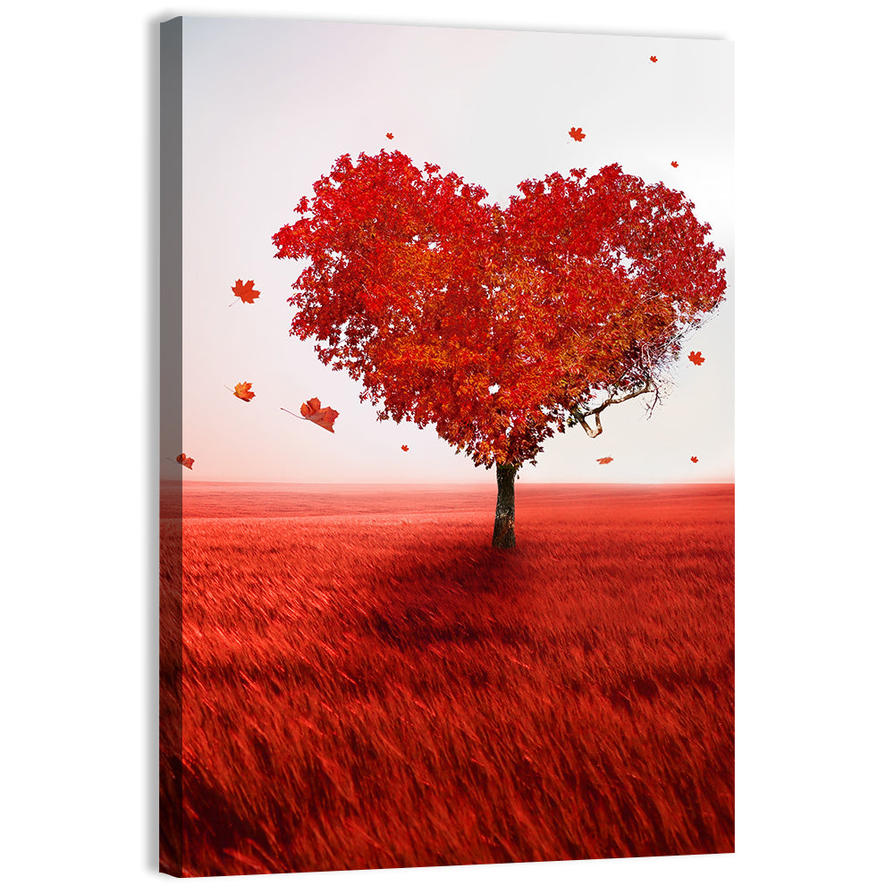 Heart-shaped Tree in Red Field Wall Art