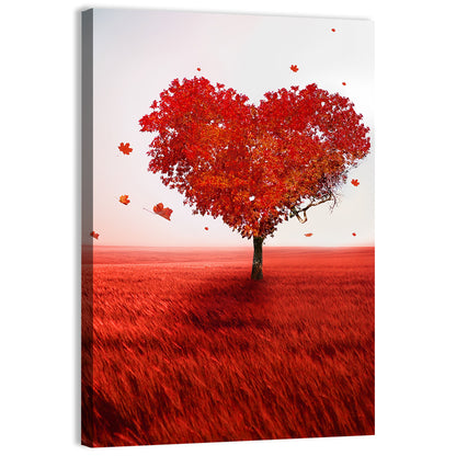 Heart-shaped Tree in Red Field Wall Art