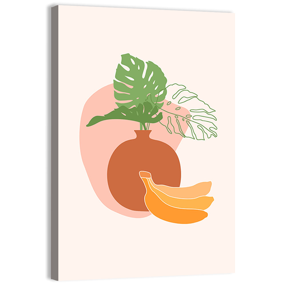 Monstera and Bananas Still Life Wall Art