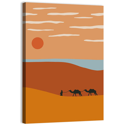 Minimalist Camel Caravan Sunset Wall Art
