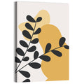 Diagonal Black Leaves with Golden Shapes Wall Art