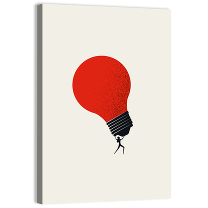 Person Holding Red Lightbulb Wall Art