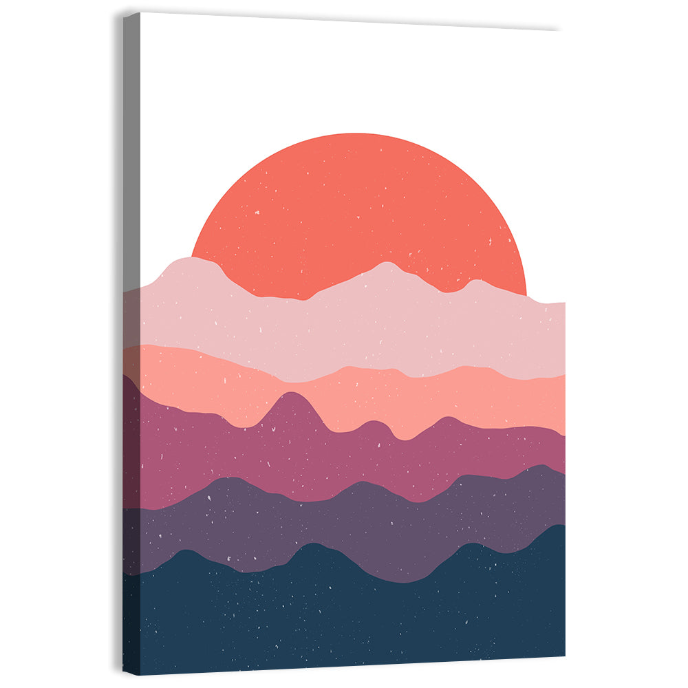 Minimalist Mountain Sunset Wall Art, canvas print, portrait