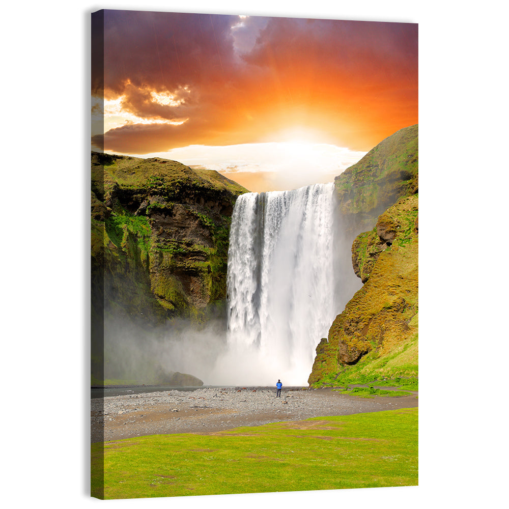 Skógafoss at Sunset, Iceland Wall Art
