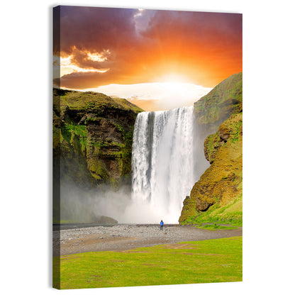 Skógafoss at Sunset, Iceland Wall Art