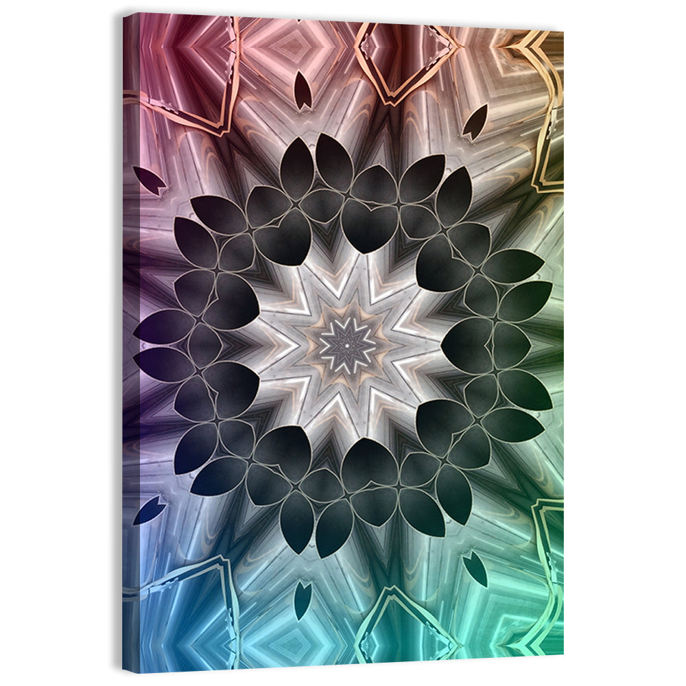 Kaleidoscope Leaf Mandala Wall Art, canvas print, portrait
