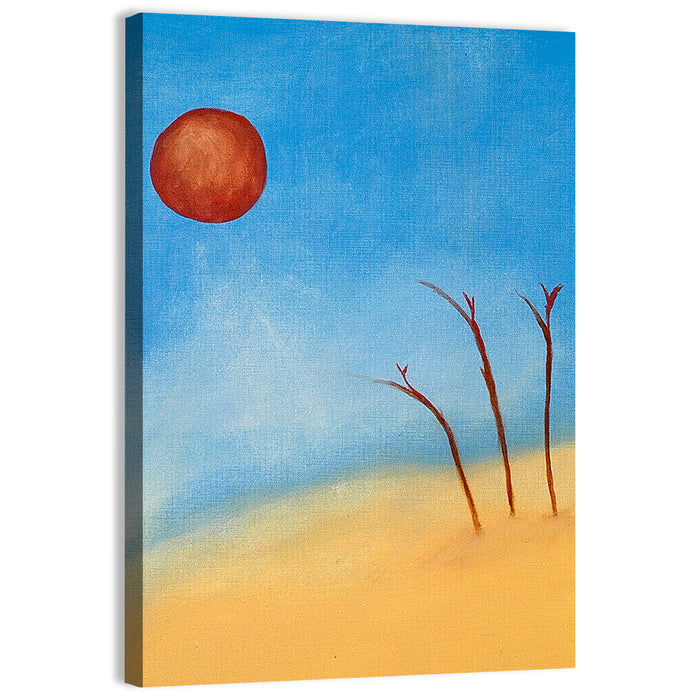 Red Sun Desert Landscape Wall Art as a canvas print