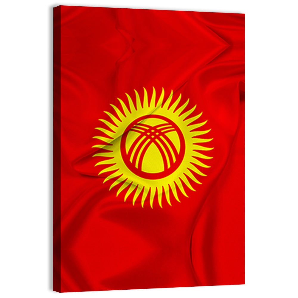 Kyrgyzstan Flag with Tunduk Emblem Canvas Wall Art
