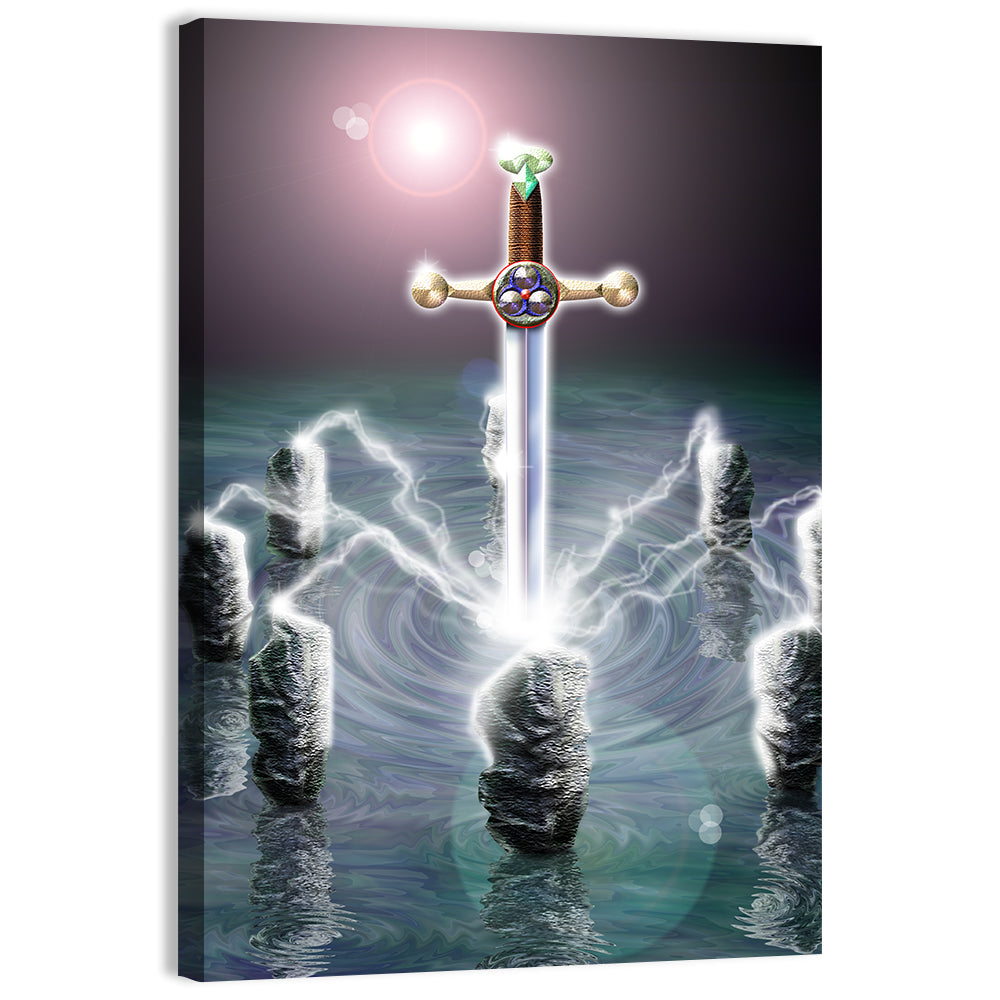 King Arthur Sword in Stone Illustration Wall Art