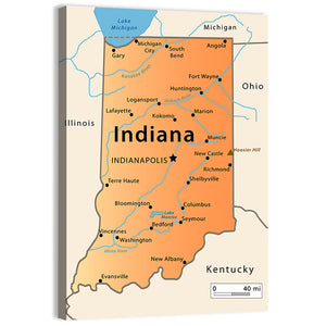 Indiana Map Wall Art