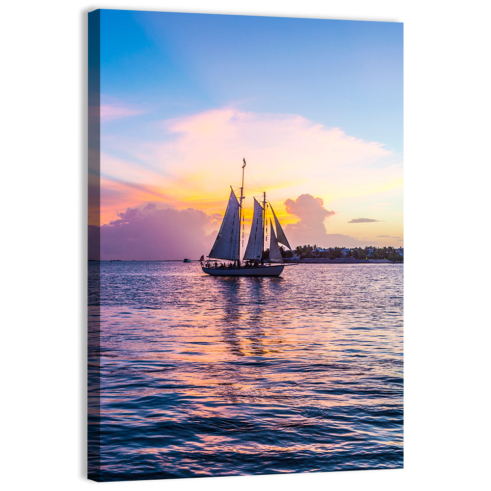 Key West Sailboat at Sunset Wall Art