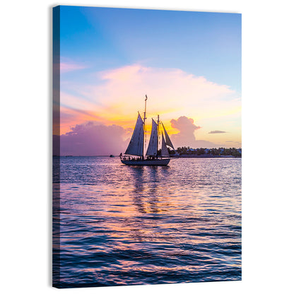 Key West Sailboat at Sunset Wall Art