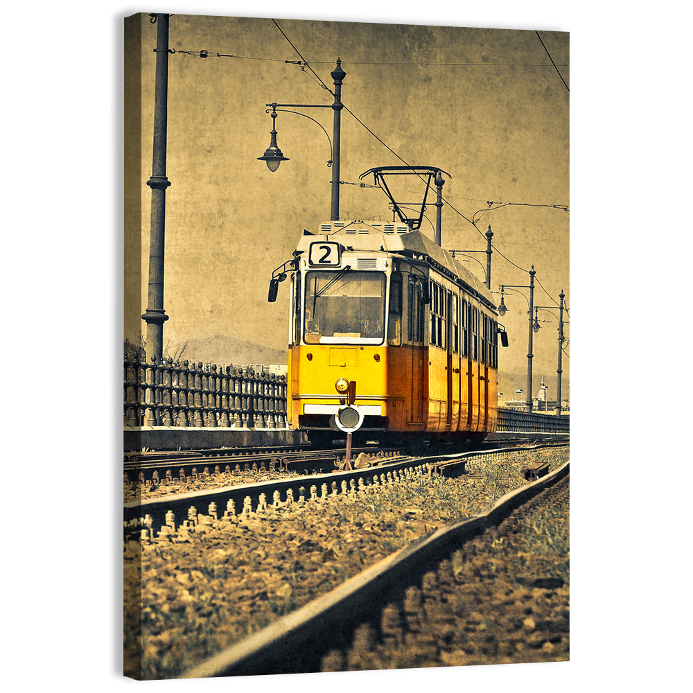 Yellow Tram No. 2 on Tracks Wall Art
