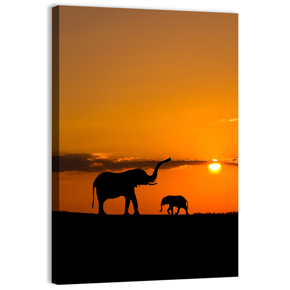 Savannah Elephant Silhouettes Wall Art