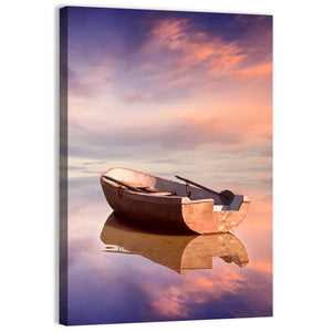 Lonely Boat At Sunset Wall Art