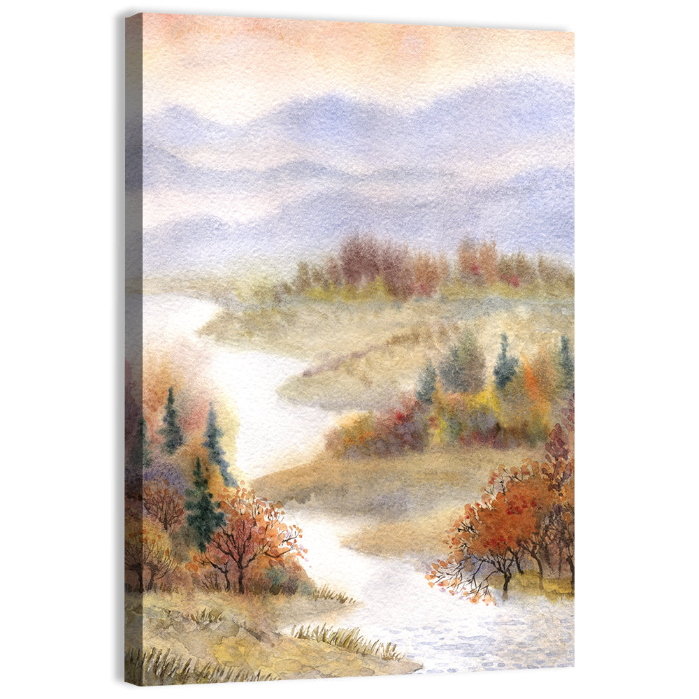 Autumn River Landscape Wall Art