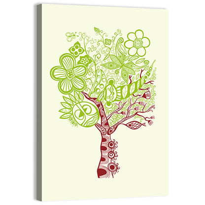 Surreal Tree with Sun Face Wall Art