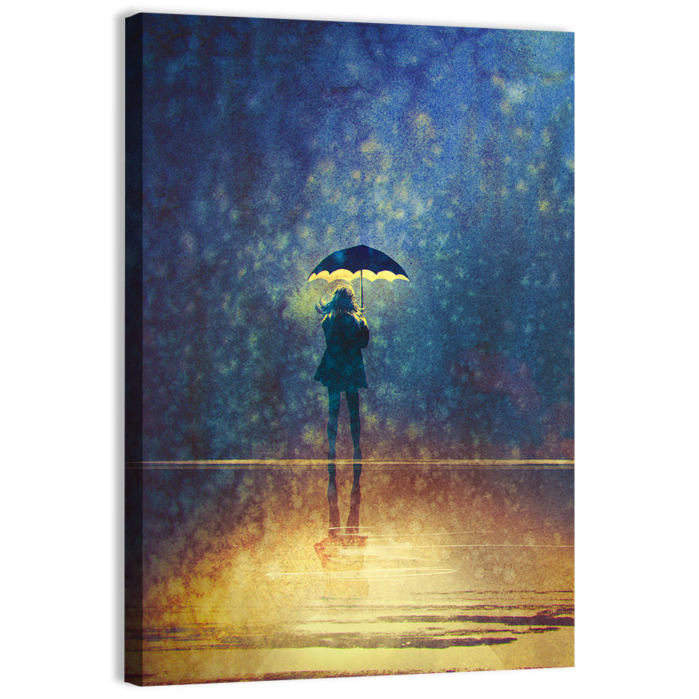 Woman Under Glowing Umbrella Wall Art