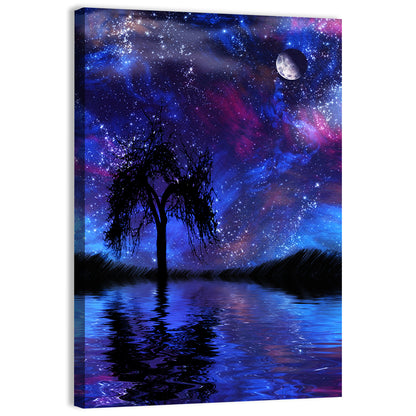 Moonlit Nebula Lake Wall Art
