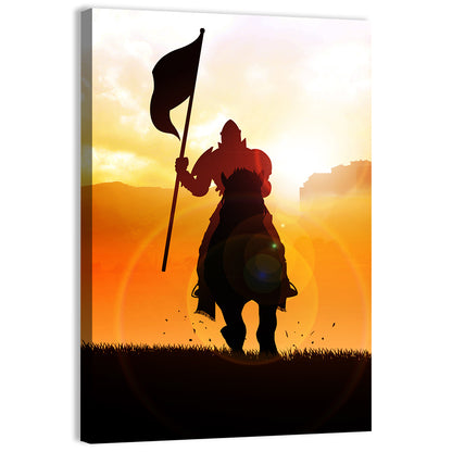 Knight Silhouette at Sunset Wall Art