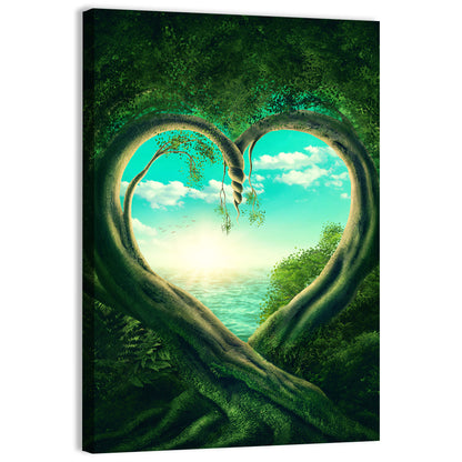 Two Trees Forming a Heart Wall Art