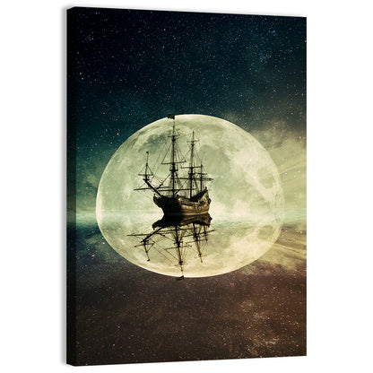 Moonlit Floating Ship Wall Art