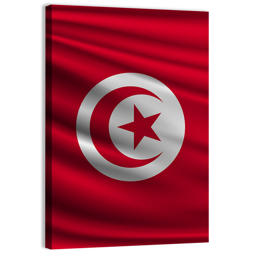 Tunisia Flag with Crescent and Star Wall Art