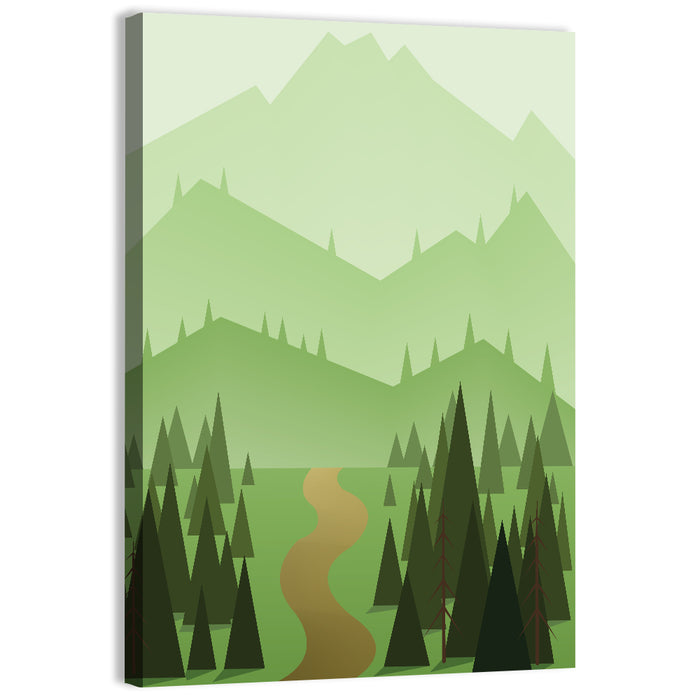 Winding Path Through Green Hills Wall Art as a canvas print