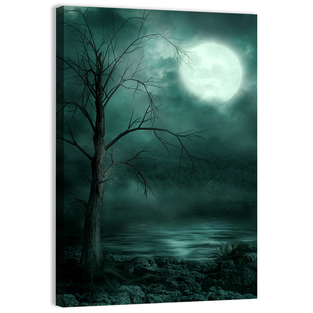Moonlit Gothic Shore Wall Art, canvas print, portrait