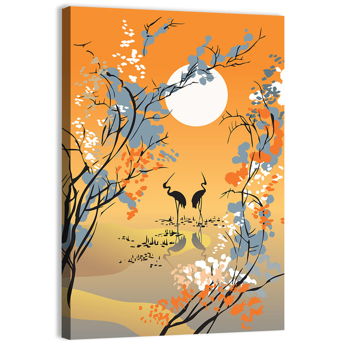 Four Seasons Moon Illustration Wall Art as a canvas print