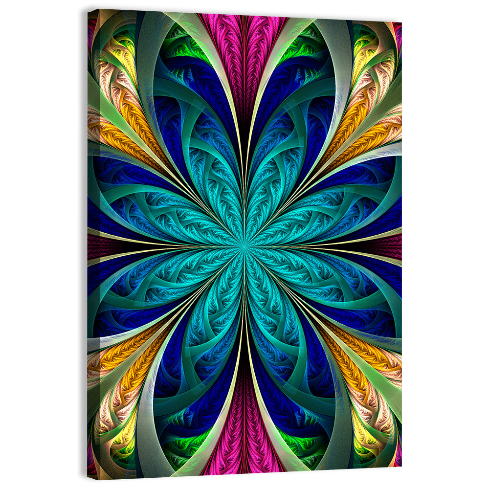 Kaleidoscope Fractal Blossom Wall Art, canvas print, portrait