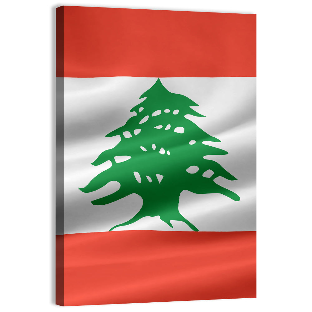 Lebanon Flag with Cedar Emblem Wall Art