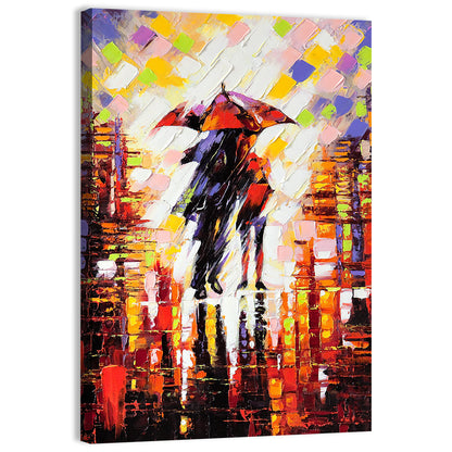 Couple Under Red Umbrella Wall Art