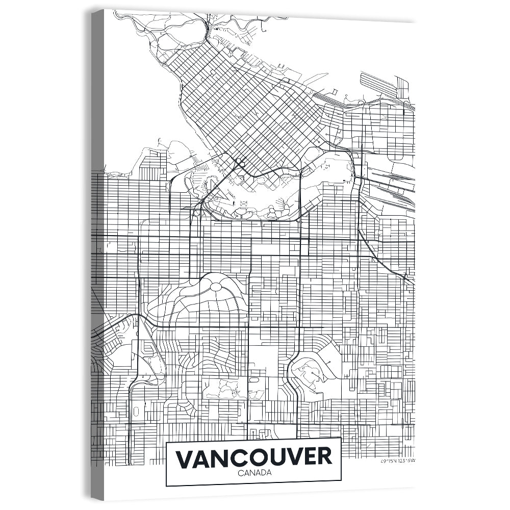 Vancouver City Map Wall Art