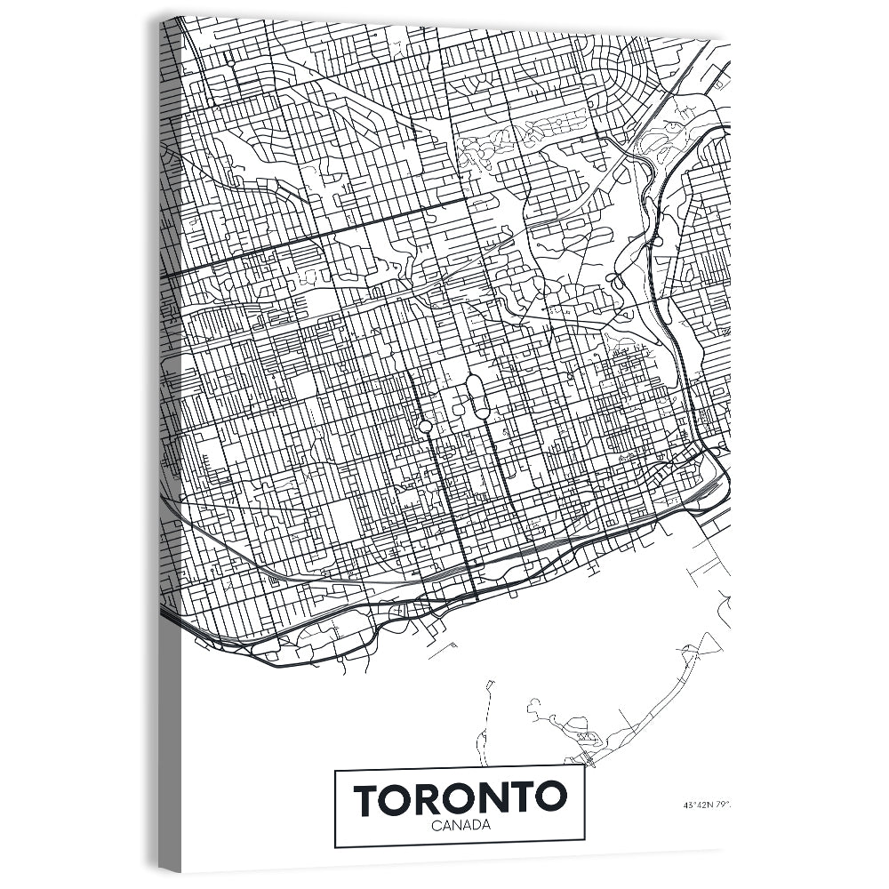 Toronto Street Grid Map Wall Art