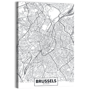 Brussels City Map Wall Art