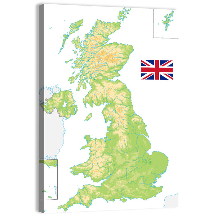 United Kingdom Relief Map Wall Art as a canvas print