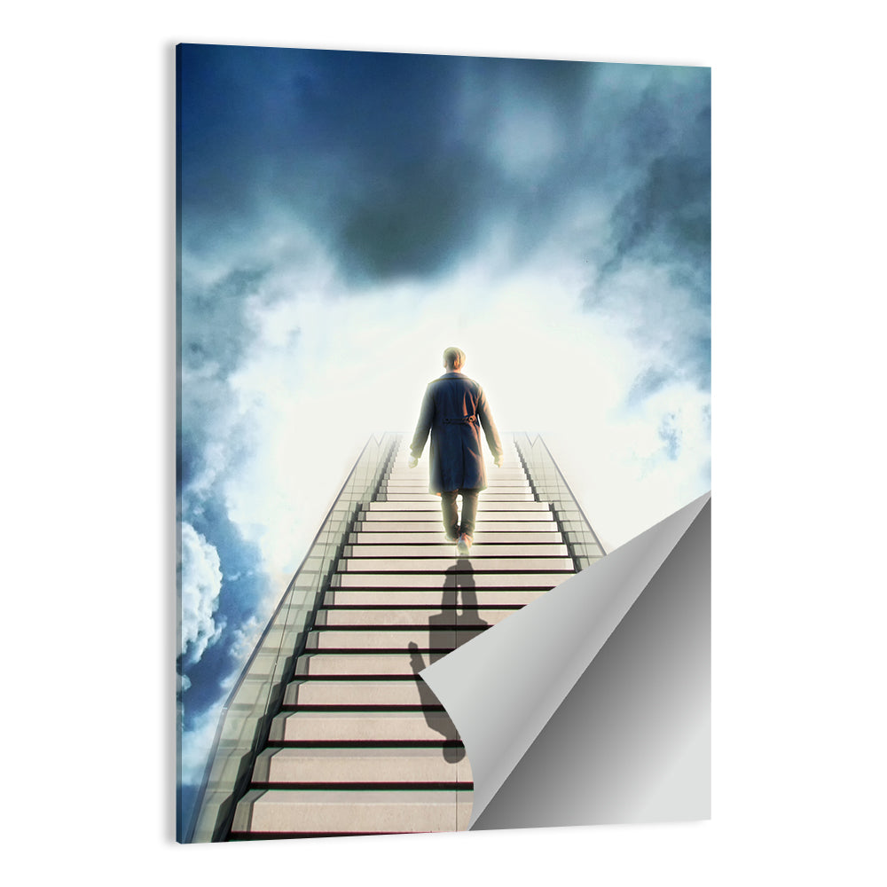 Man Ascending Toward Light Wall Art