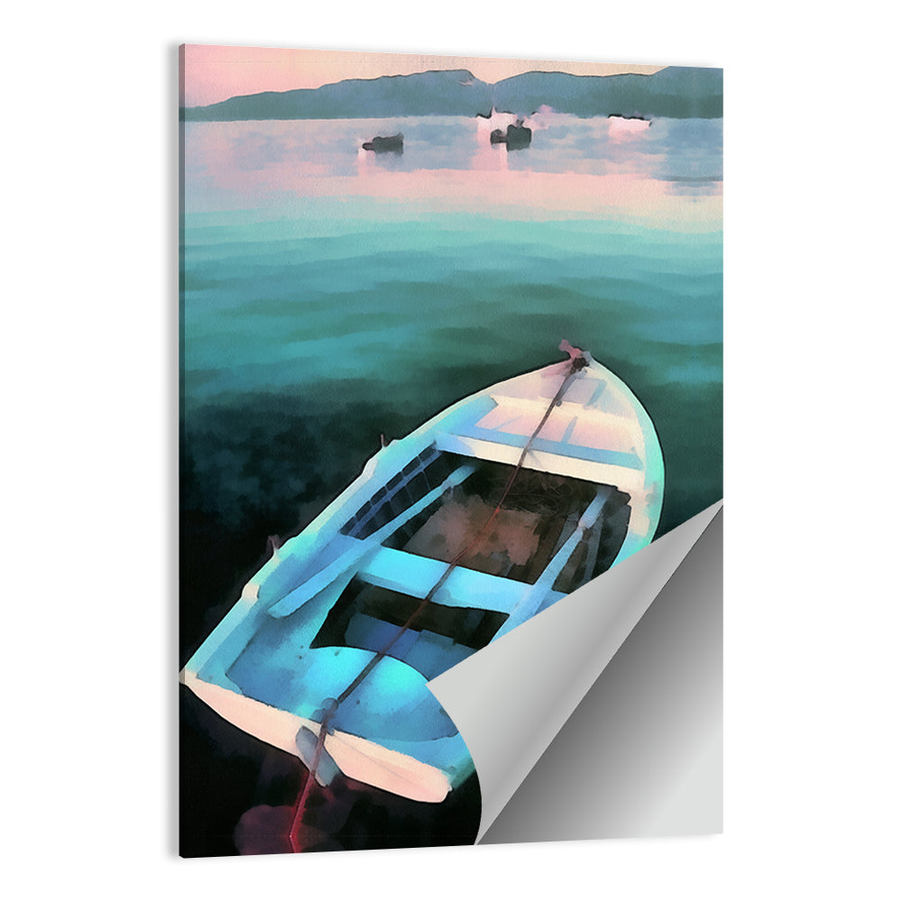 Tethered Rowboat at Dusk Wall Art
