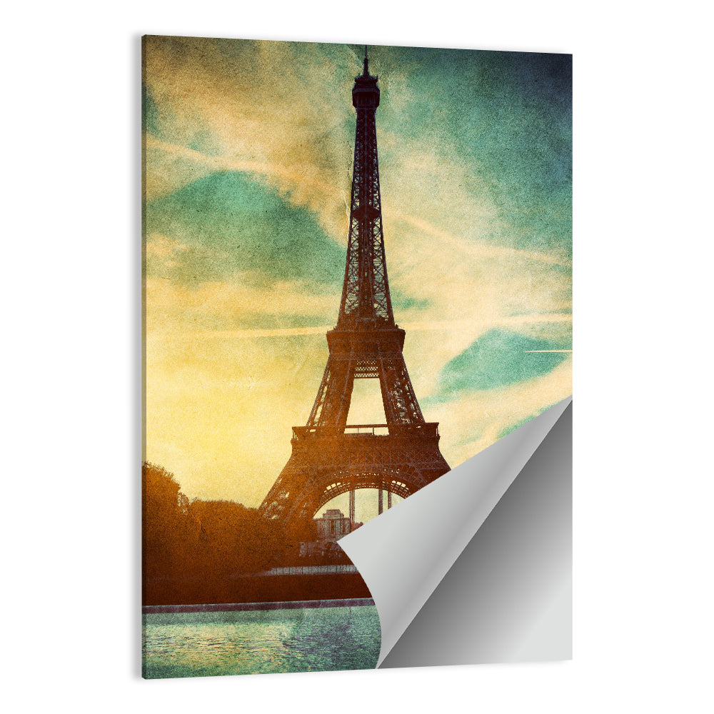 Eiffel Tower Sunset Reflection Wall Art