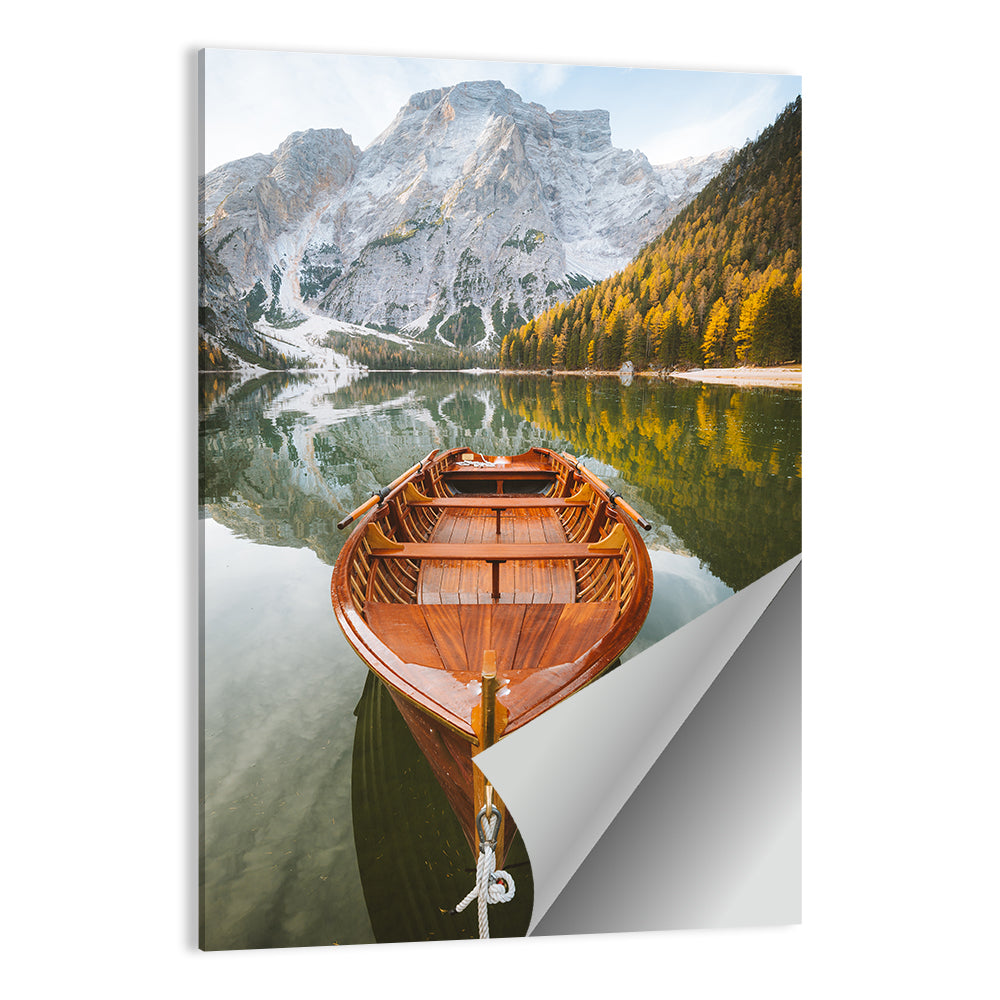 Rowing Boat At Lago di Braies Italy Wall Art