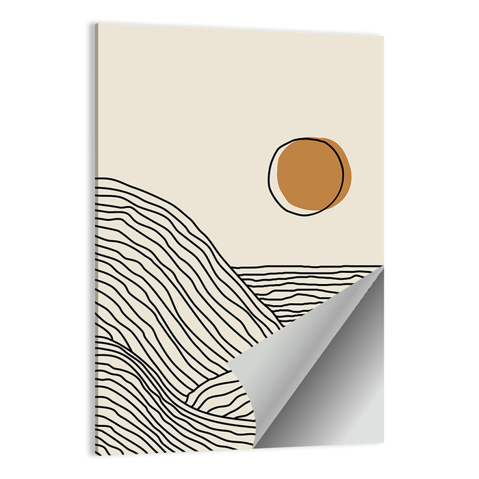 Contour Mountains with Geometric Sun Wall Art as a poster print