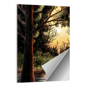 Warm Lake In Woods Wall Art