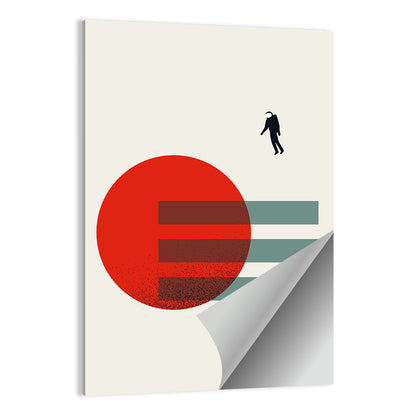 Minimalist Astronaut and Red Planet Wall Art