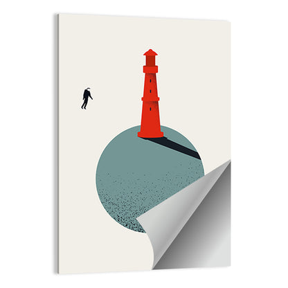 Red Lighthouse on Planet Wall Art