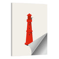 Red Lighthouse with Telescope Silhouette Wall Art