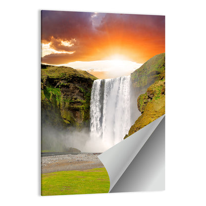 Skógafoss at Sunset, Iceland Wall Art