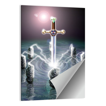 King Arthur Sword in Stone Illustration Wall Art