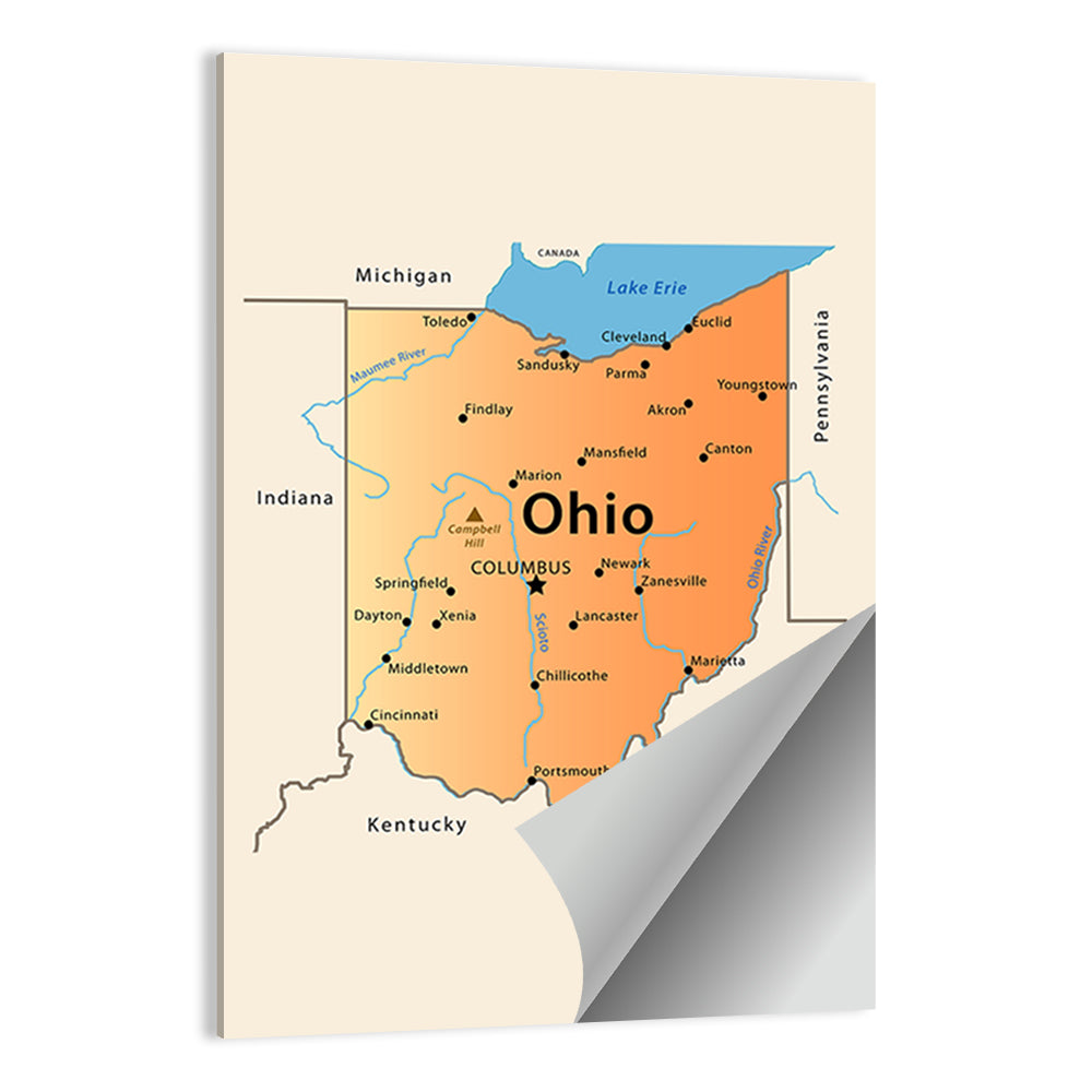 Ohio State Map Wall Art