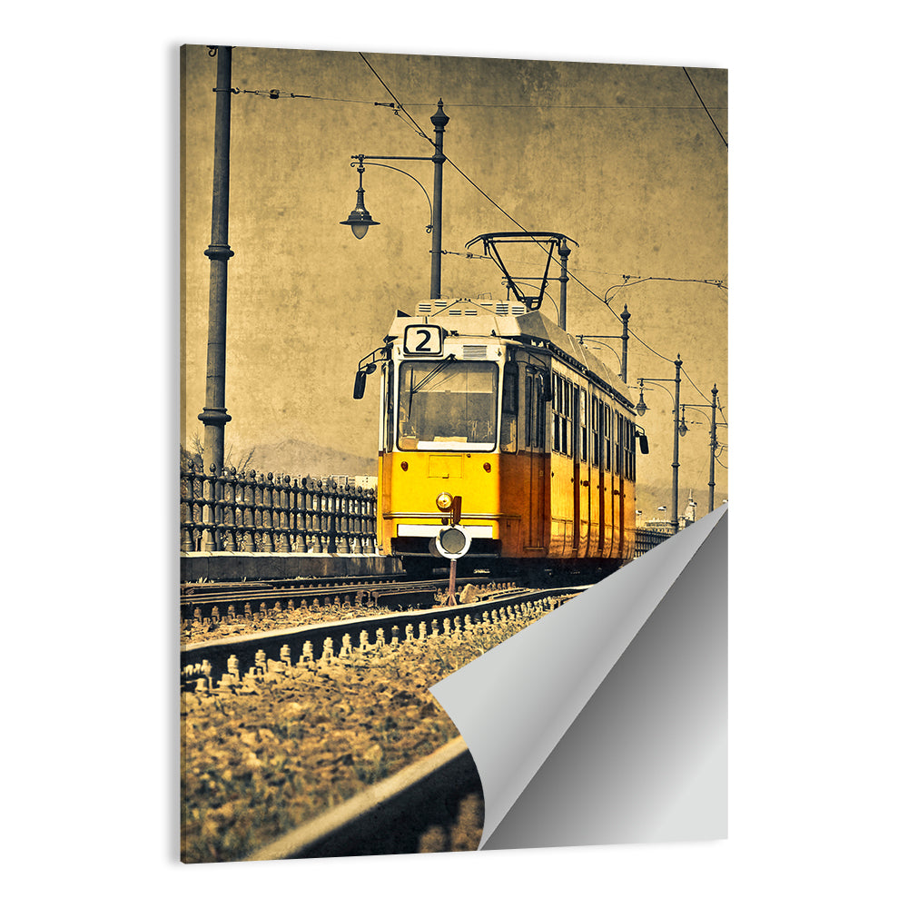 Yellow Tram No. 2 on Tracks Wall Art